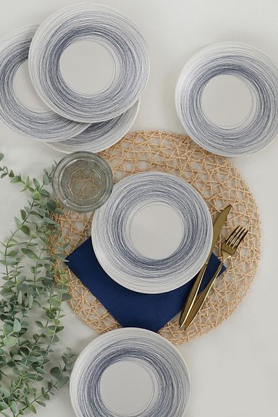Keramika Black Ring Cake Plate 20 Cm 6 Pieces - 18401