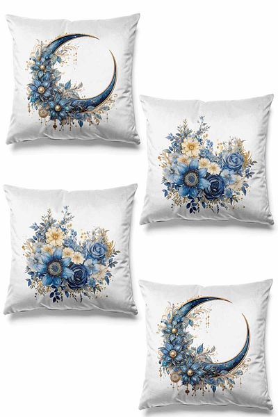 Pilloveland Set de 4 huse de pernă din piele intoarsa - model de vis imprimate pe doua fete