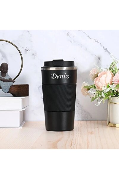 megame ANNELER - BABALAR Günü İçin Hediyelik Kişiye Özel Isim Baskılı 500 ml Siyah Termos, Çay Kahve Termos,