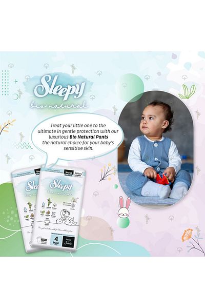 Sleepy Bio Natural Pants Size 4 |240 count|Organic|Comfort|Absorbent|Eco-Friendly|Hypoallergenic