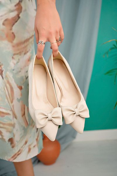 MOD10 new Season Women's Low Heel Bow Detailed Comfortable Shoes - 3cm