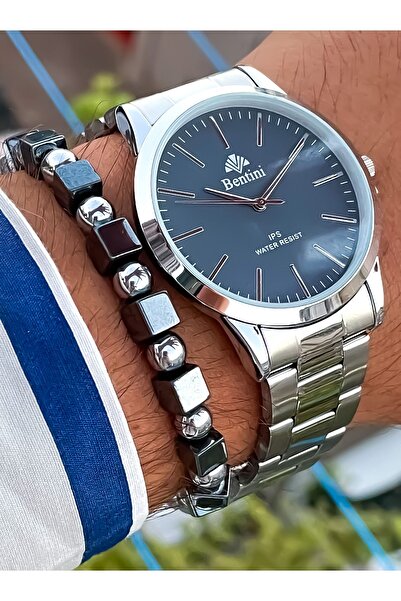 Bentini GECE GÖRÜŞLÜ İNCE KASA ÇELİK 2YIL GARANTİLİ ERKEK KOL SAATİ+BİLEKLİK HEDİYELİ