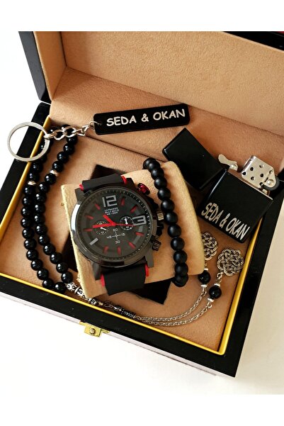 ARPAT WATCH KİŞİYE ÖZEL 5 PARÇA ERKEK SAAT SETİ : SAAT, ÇAKMAK, TESBİH, BİLEK...