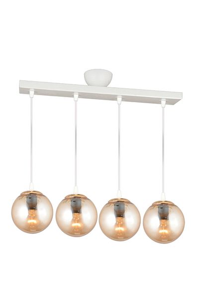 SONSUZ AYDINLATMA&AVİZE Endless Inline White 4-Piece Honey Globe Glass Pendant Lamp Luxury Chandelier