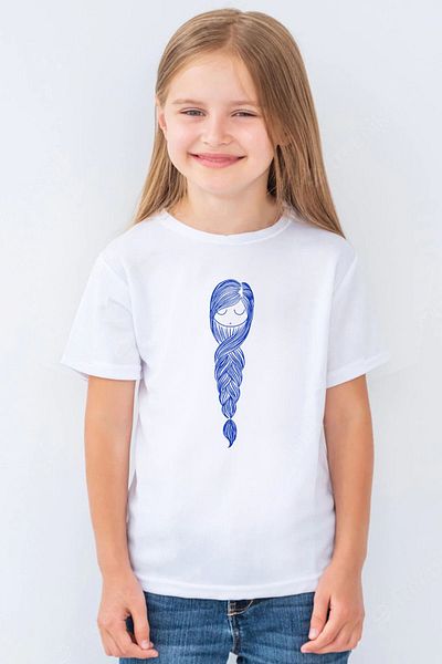 ROCKANDROLL Păr împletit Tricou alb cu mânecă scurtă pentru fetiță
