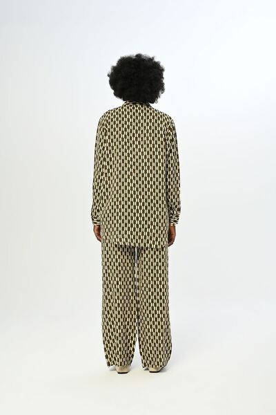 Orfeo Negro KADIN BELİ LASTİKLİ BOL PAÇA DESENLİ PANTOLON