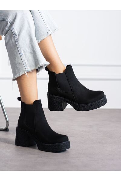 Alemdar Shoes SİNCE Siyah Süet Topuklu Kadın Bot