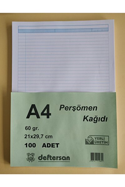 DEFTERSAN A4 Çizgili Kağıt 100' Lü