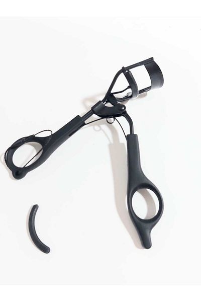 SEVRU Black Professional Eyelash Curling Scissors - with Spare Sponge, Easy Grip and Comfortable