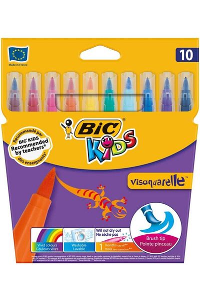 Bic Bıc828964 10-Piece Visa Brush Tip Felt Tip Pen
