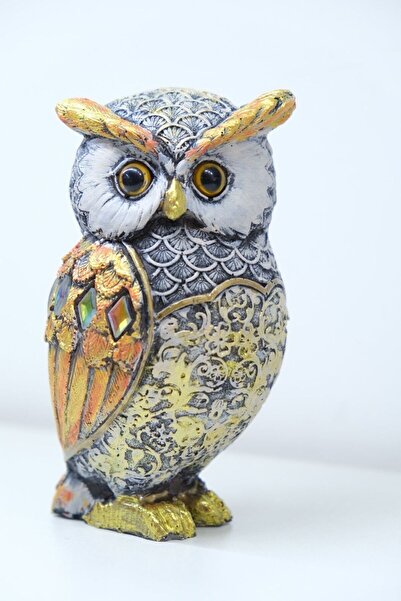 AYCEM Aynalı Baykuş Biblo Heykel Ev Ofis Dekor Vitrin Süsü