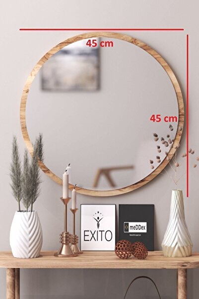 SUEL HOUSE Dekoratif Oval Ceviz Duvar Aynası 45 Cm