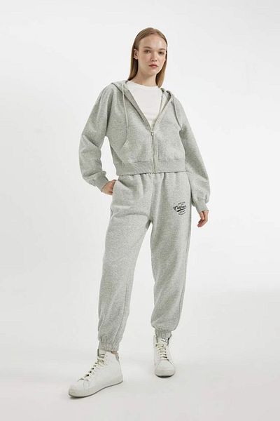 DeFacto Hanorac COOL cu glugă, cu fermoar, GREY MELANGE - Potrivire standard
