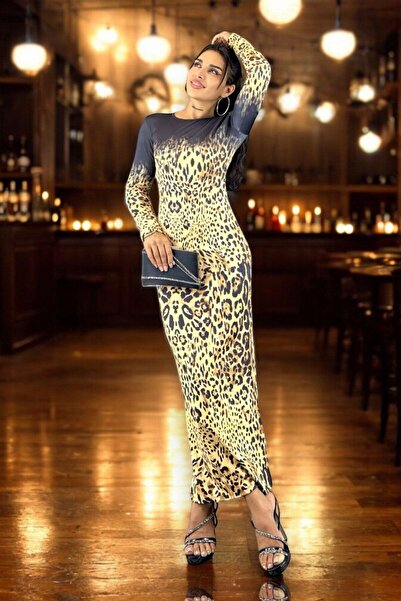 ALFUDO Moda Collection Sa leopard dezenom Maxi haljina dužine