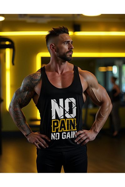 Ghedto Black No Pain No Gain Crack Fitness Gym Athlete Tank Top