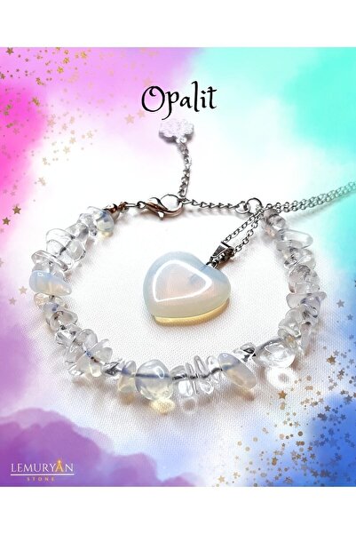 LEMURYANSTONE Opalit (Aytaşı) Kırıktaş Tasarım Bileklik & Kalp Kolye Set