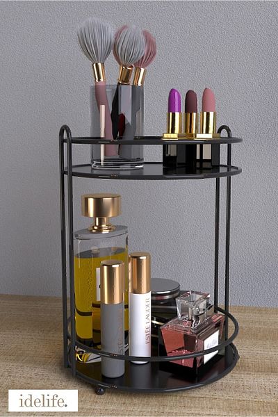 idelife Cosmetic Jewelry Organizer, Bathroom Organizer, 2-Tier Presentation Rack, Treat Rack, Spice Stand