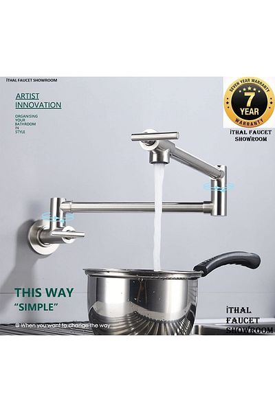 OEM New Model Kitchen Stove Top Faucet Pot - Imported Matte, Chrome Nickel