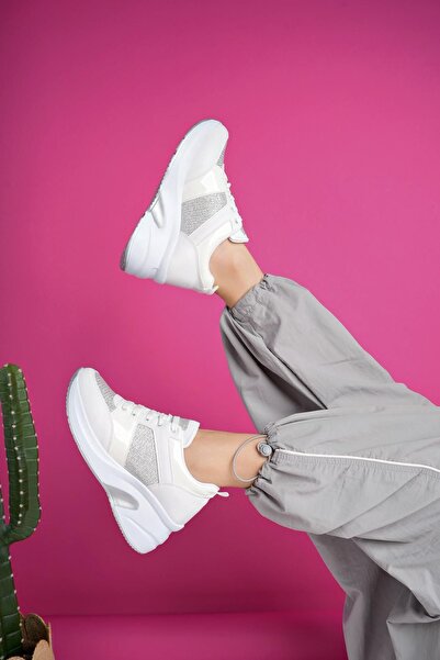 MUGGO Marlon Guaranteed Women's Orthopedic High Sole Daily Lace-up Glitter Sneaker Sports Shoes