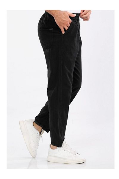 BERNEO Unisex 100% Cotton Linen Look Relaxed Pants