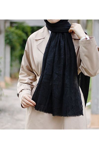 SHAWL SECRET Bamboo Kraş Shawl - Black