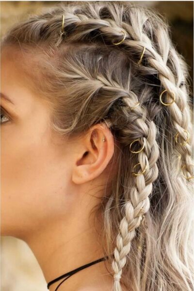 MAKSESUAR Kadın 36'lı Trendy Gold Saç Küpe Seti