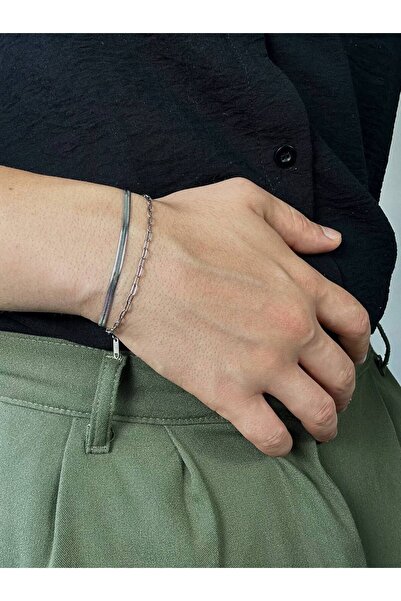 Arvens سوار فضي مرآة رفيعة للرجال والنساء - مع سلسلة، ستانلس ستيل، لون خالٍ من التشويه