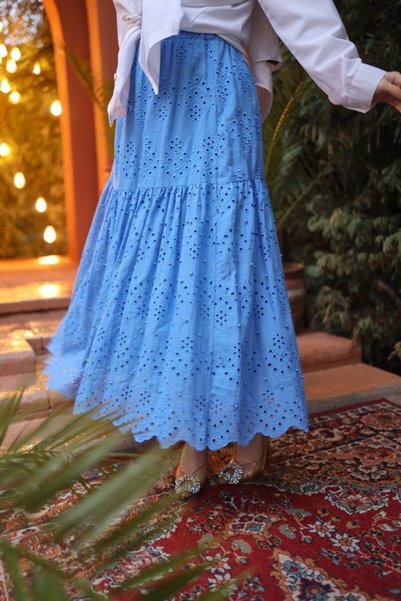 ETEKEVİM Long Summer Scallop Skirt