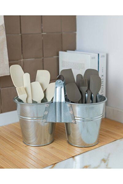 KaiHome Galvaniz Twin - Large Bucket Spoon Holder Set