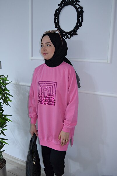 ASELA. Cotton Front Pulled Sports Teseture Sweat Tunic