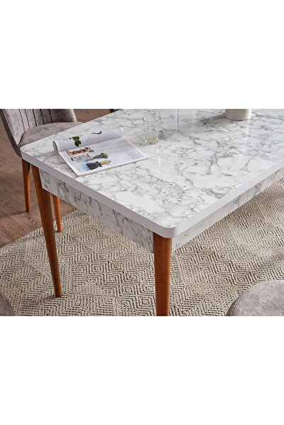 ADAHOME 80x130(KAPALI) 80x170(AÇIK) Yemek Odası Takımı Mutfak Masası Takımı Yemek Masası 6 Kişilik