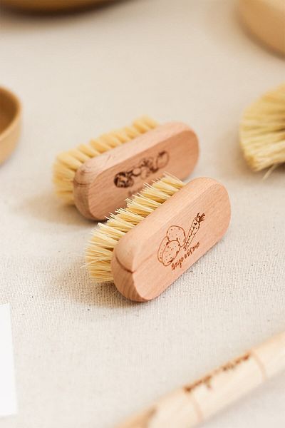 Beige & Stone Vegetable Dish Brush Set of 2