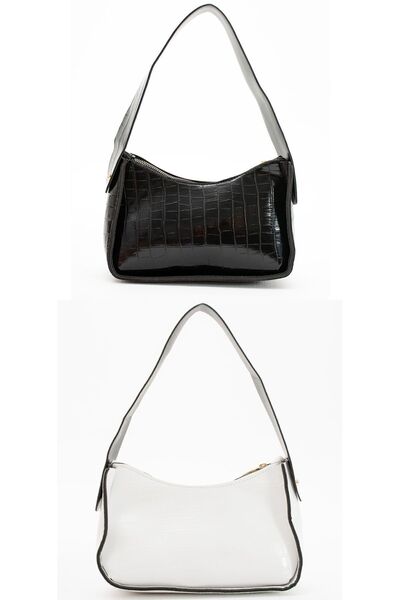 ESTUTE Kadın 2 Li Paket Kroko Desenli Baget Çanta Şık Günlük Kulanıma Uygun E...