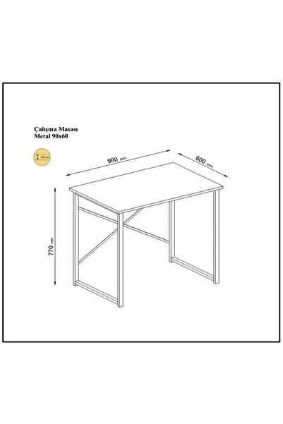 Eyibil Mobilya Mira Metal Çalışma Masası Bilgisayar Laptop Masası Atlantikçam-siyah
