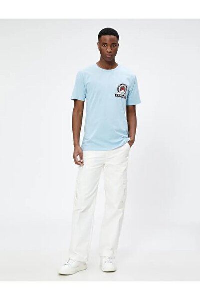 Koton Ανδρικό μπλουζάκι με στάμπα της Απομακρυσμένης Ανατολής