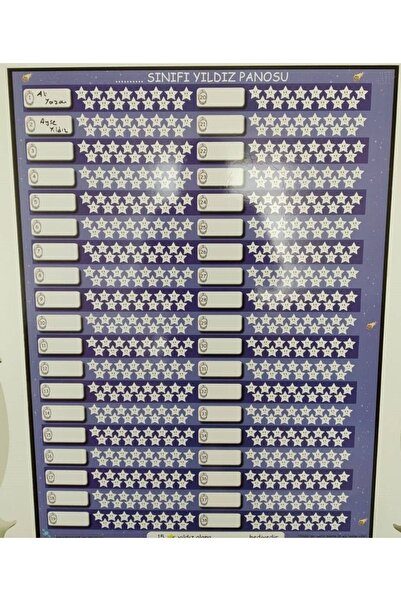 EĞLENCELİ SINIF Yıldız Panosu Yaz - Sil Afiş 38 Kişilik