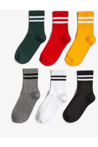 ZvM Unisex Set of 6 Striped College Socks