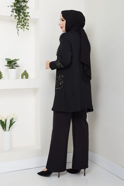 CNG MODA Tesettür Pul Payet Garnili Hırka