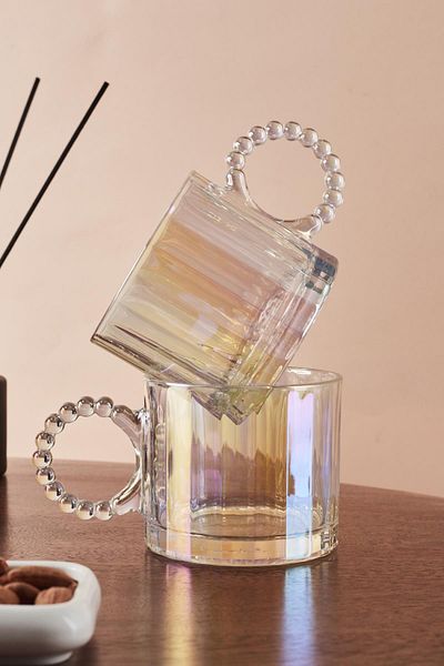 Perotti Ringo Line Luster - 2 Pack 325 ml Beaded Glass Mug Mug