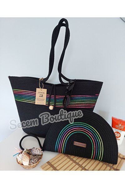 Secem Boutique Plaj Çantası, büyük çanta, jüt çanta, el çantası, omuz çantası...