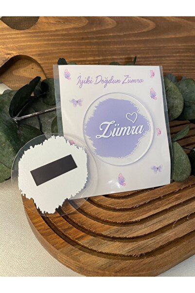 Gizem Graphic Kelebek Konsept Kız Bebek Pleksi Magnet (Kartlı ve Jelatinli) 2...