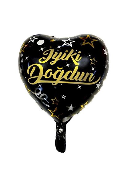 gogopak Heart Shaped Happy Birthday Black Color Foil Balloon 18 Inch