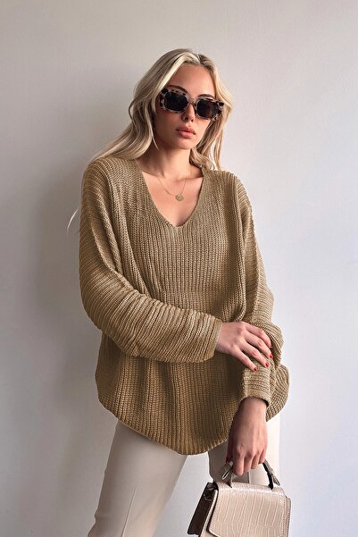 bacc Pulover de damă de iarnă tricotat Thessaloniki cu decolteu în V - Biscui...