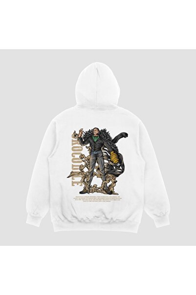 FECCY Hanorac unisex alb cu imprimeu crocodil, supradimensionat, cu glugă
