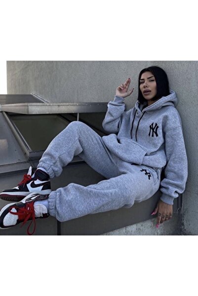 FECCY Oversize Kapüşonlu Dijital Baskılı Tam Kışlık Geniş Oversize Kadın Eşof...