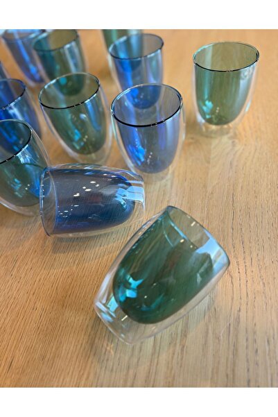 ester Homedecor Σετ 6 Έγχρωμα Ποτήρια Μεσαίου Μεγέθους - Διπλού Τοιχώματος