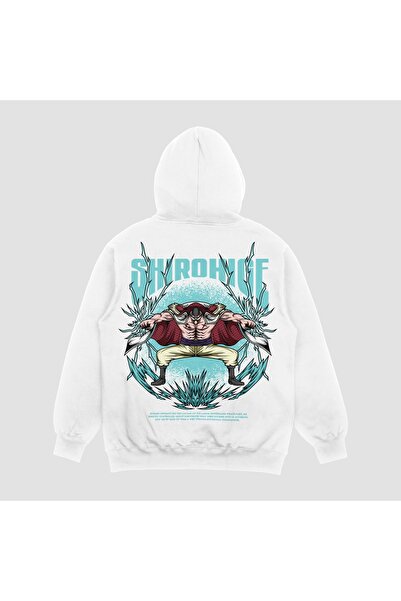 FECCY Hanorac cu glugă unisex, alb, supradimensionat, cu imprimeu WhiteBird