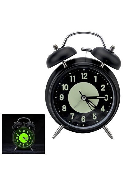 hediyesahibi Fosforlu ve Işıklı Çalar Saat Ev Ofis Aksesuar Nostaljik Masa Saat