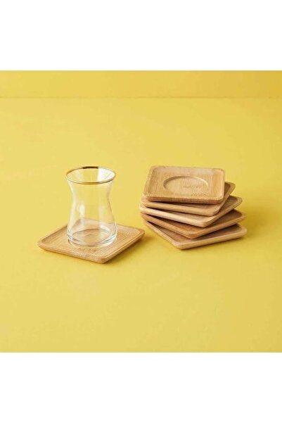 BALSA Bamboo Luxury 6 Pieces Square Tea Plate 10.5cm