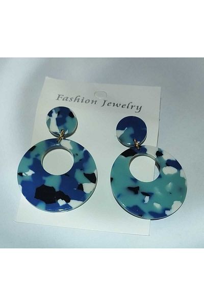 Bujiteri Camouflage Pattern Retro Style Acrylic Green Color Earrings